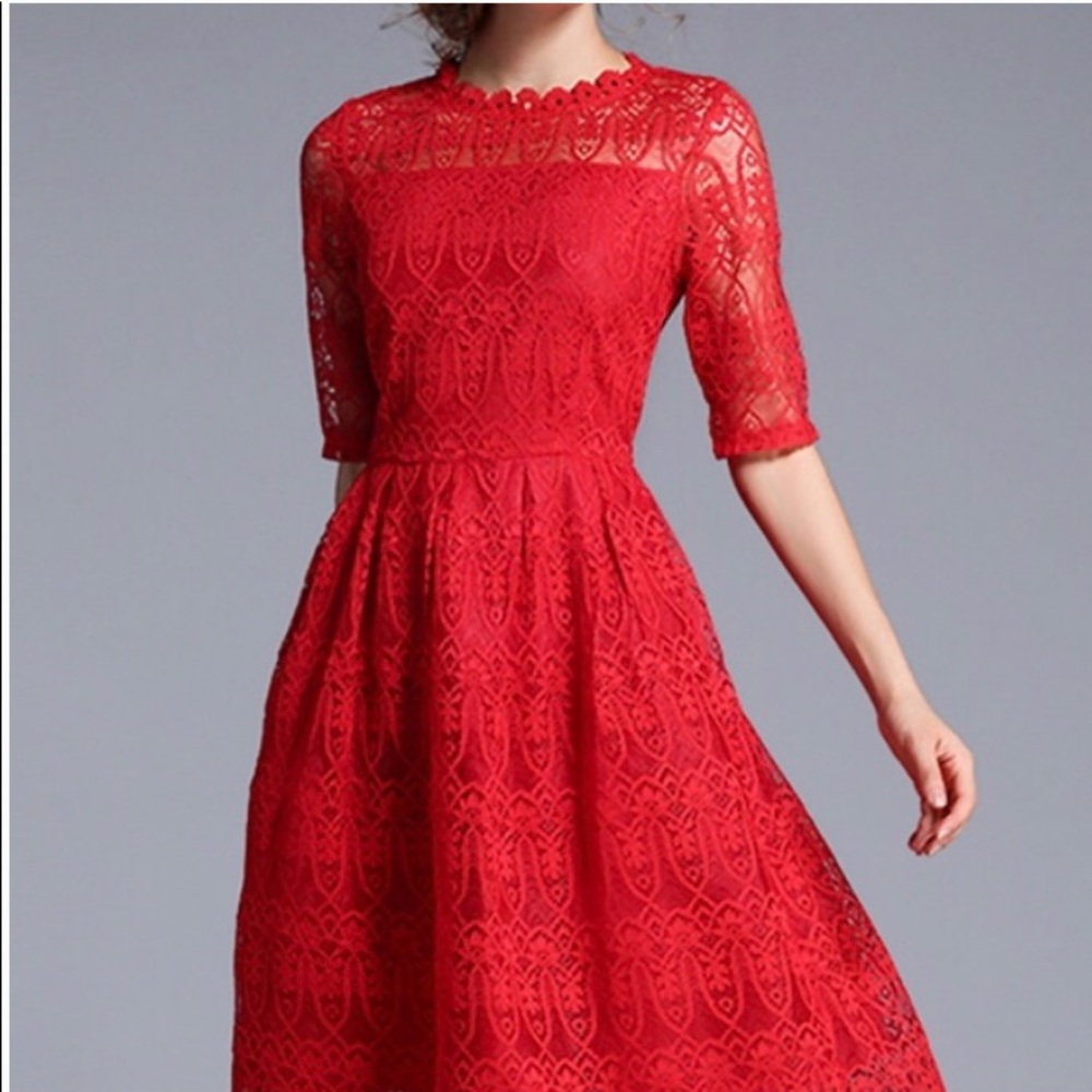 Metisu Red Lace Dress (small)